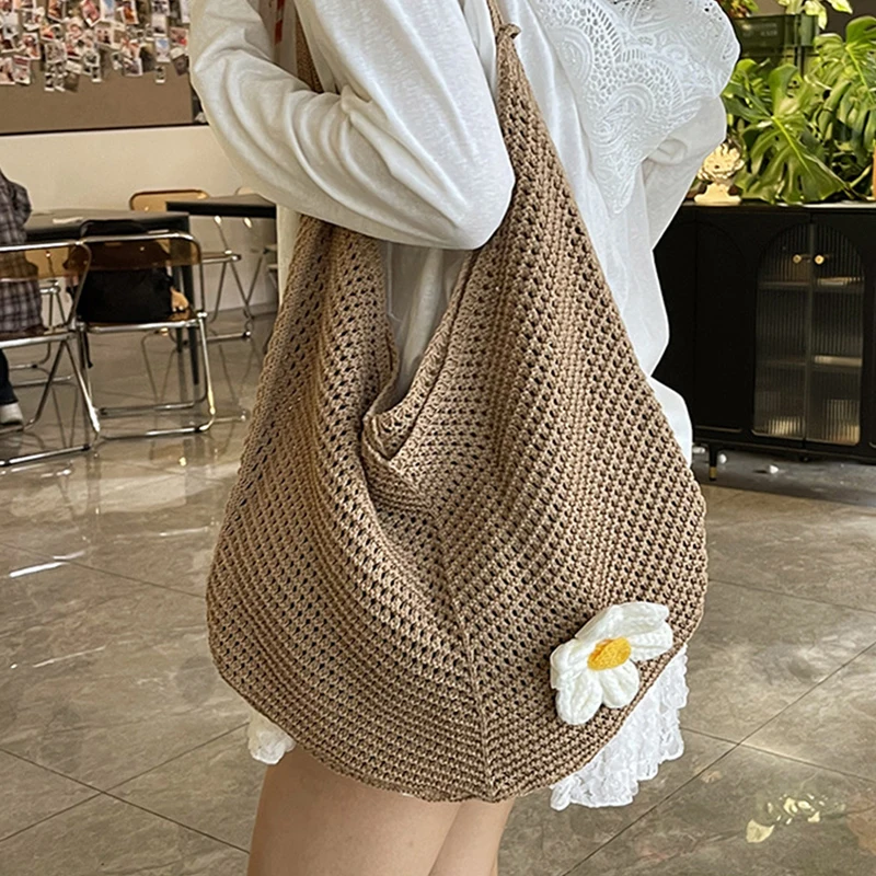 

Сумка на плечо в богемном стиле, ленивый стиль, большая вместительная полая сумка-тоут, модная соломенная сумка для отпуска, пляжная сумка