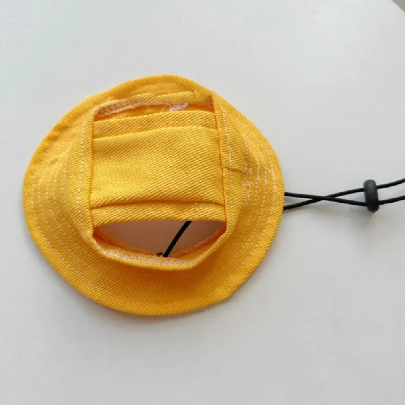 Cotton Pet Sunshade Cap Adjustable Solid Color Dog Cat Bucket Hat Sun Protection Breathable Pet Sunscreen Tie Hat Outdoor