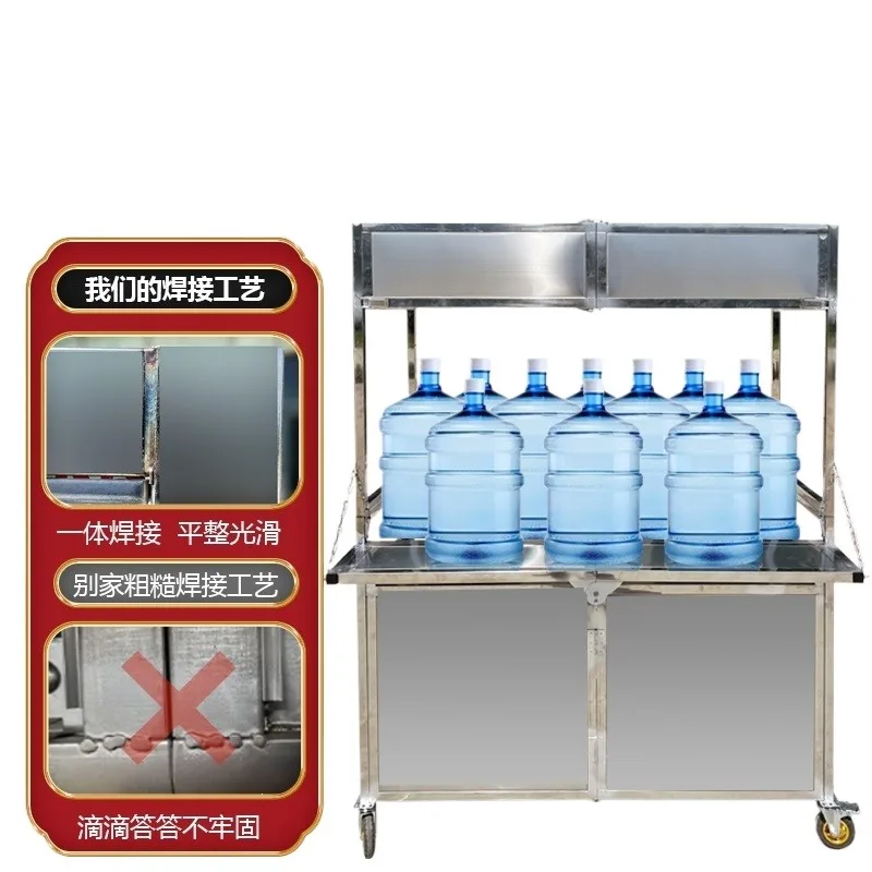 Folding stainless steel stall mobile dining car night market stall cart snack cart