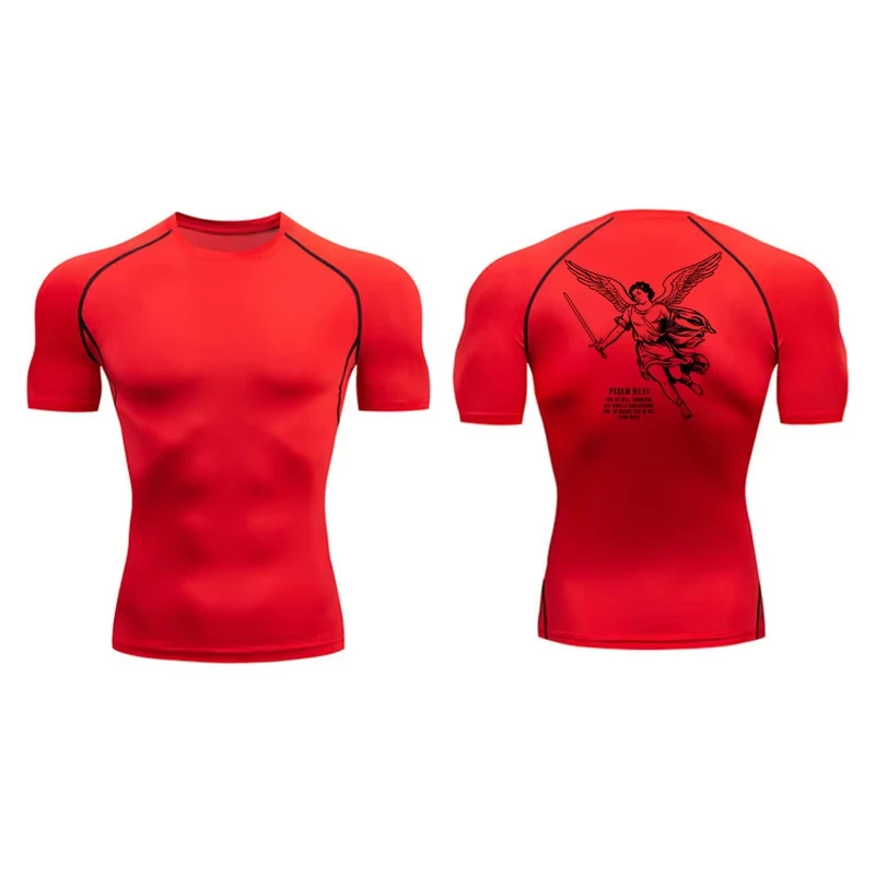 تي شيرت رياضي سريع الجفاف للرجال من Angel Graphic - قميص ضغط للتمرين والجري في صالة الألعاب الرياضية المسيحية "RL0631