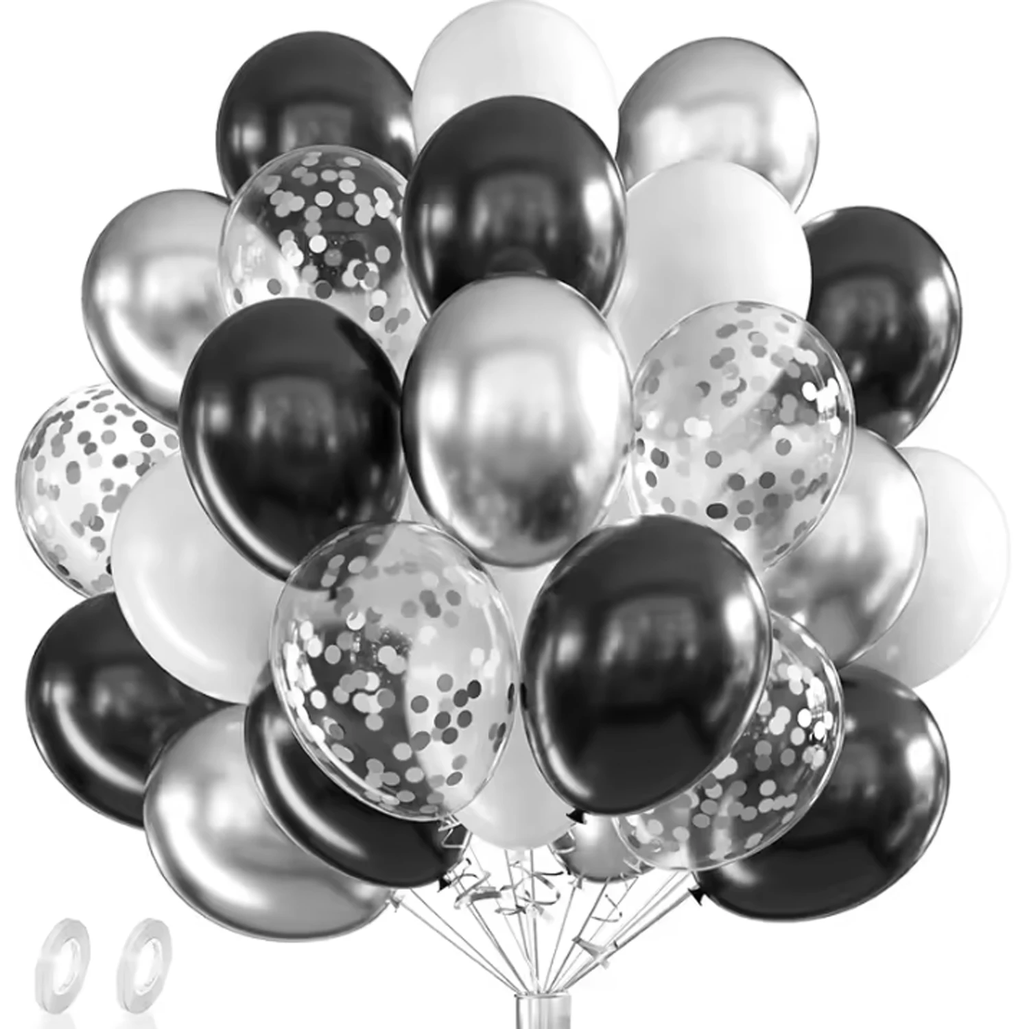 42 Stück Silber Schwarz Weiß Konfetti Latex Ballons Alles Gute zum Geburtstag Party Dekorationen Kinder Junge Mädchen Erwachsene Hochzeit Globos Supplies