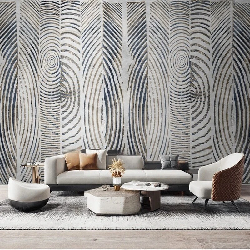 

MU8866 Nordic retro wood board wood grain annual rings TV living room sofa background wall paper