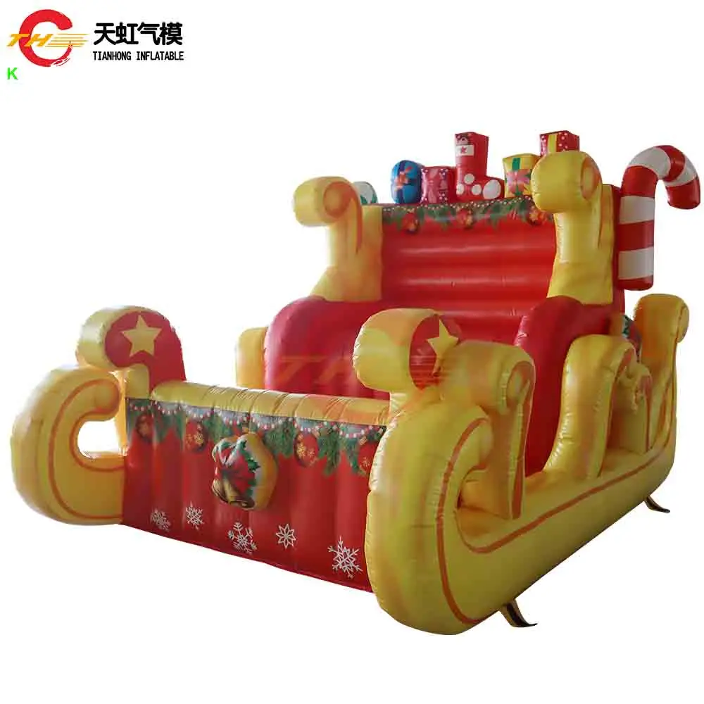 Envío rápido, modelo de trineo de Papá Noel inflable gigante de 4x3x3m, adorno de Navidad, trineo inflable, silla para fiesta de Navidad