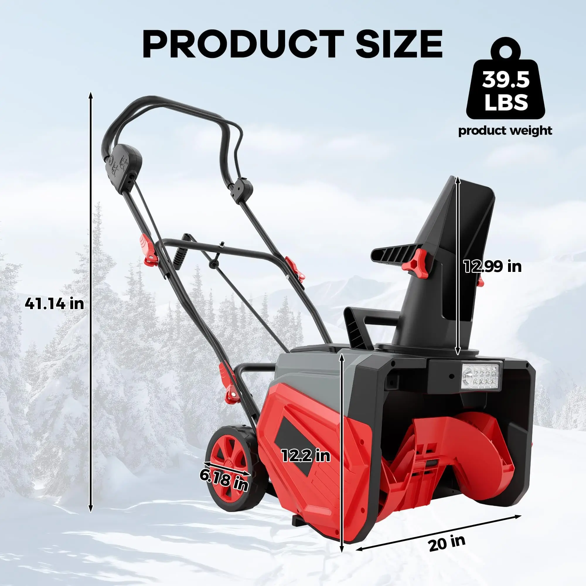 40V Cordless Snow Blower 20 Inch Brushless Battery Powered Electric Snow Thrower with 2x4.0Ah Batteries Fast Charger 180° Chute LED Light for Driveway