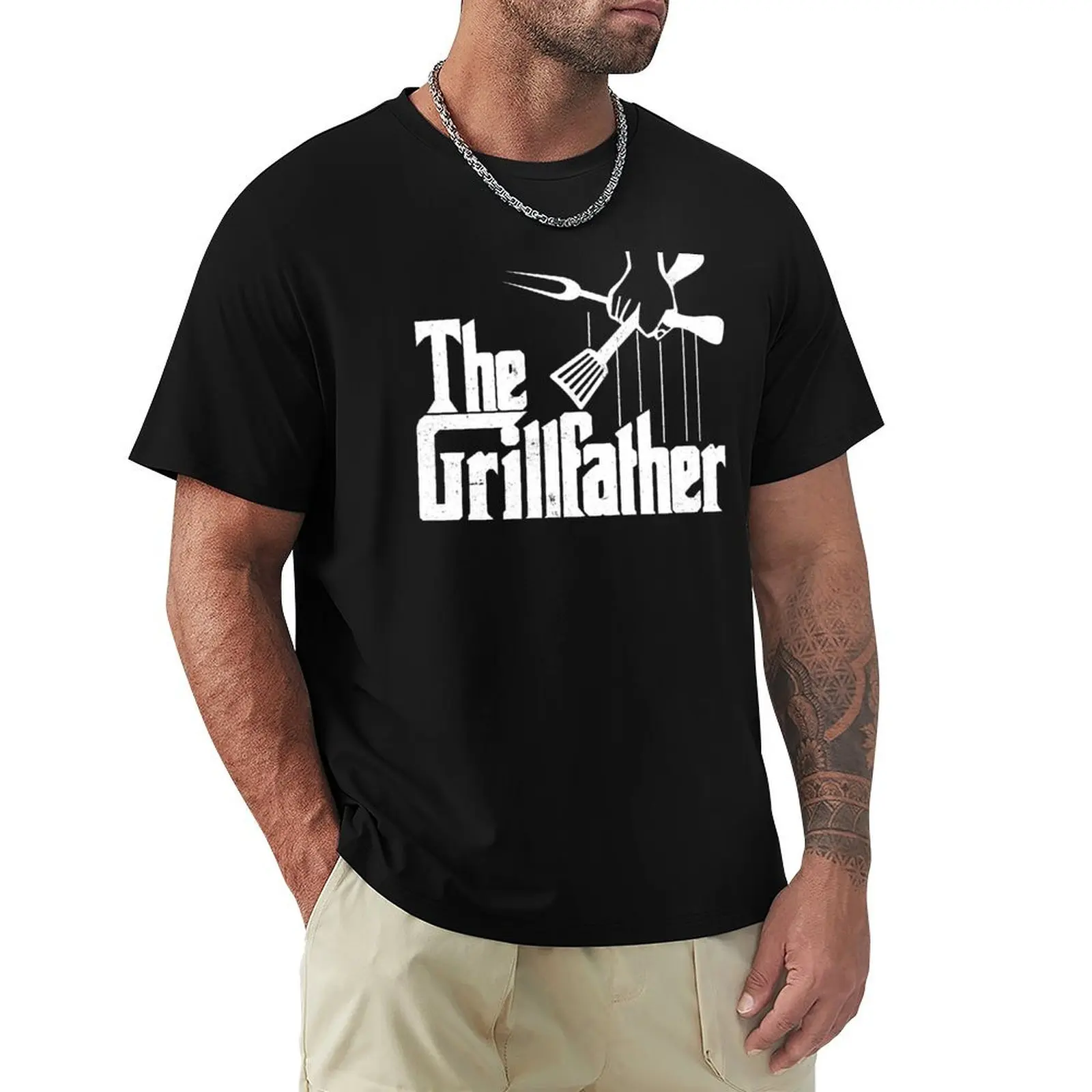 The Grillfather Funny BBQ Party Shirt T-Shirt sports fans cute tops clothes for men