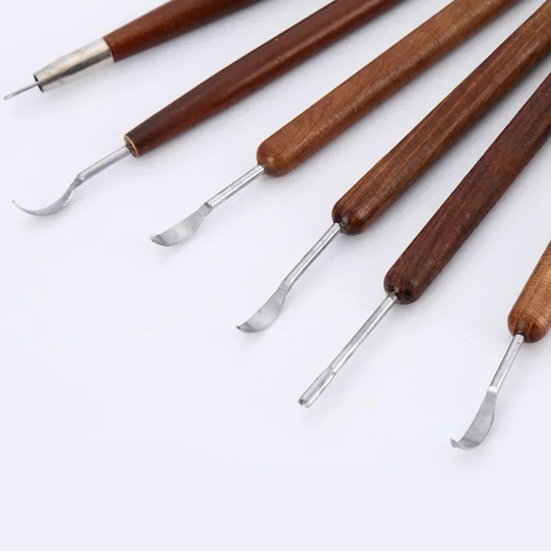 6Pcs Wooden Handle Clay Sculpting Tools Set Ceramic Carving Tools Smoothing Wax Pottery Molding Carved DIY Tool