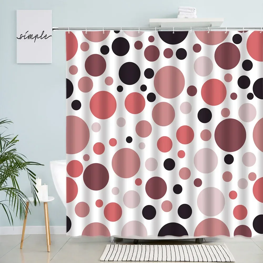 Creative Geometric Shower Curtains Brown Black Round Pattern Abstract Modern Minimalist Fabric Bathroom Decor Bath Curtain Set