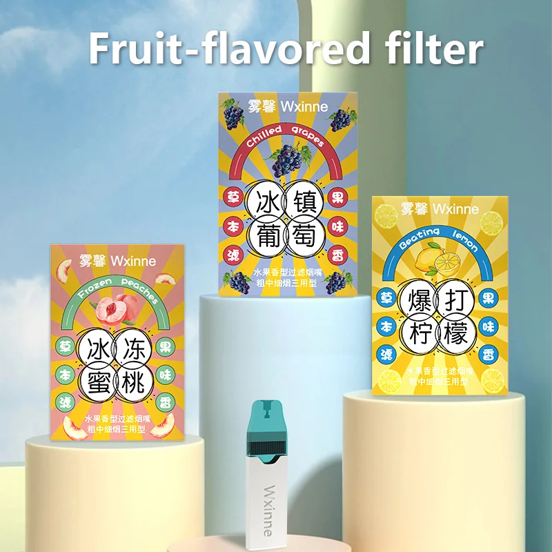 Boquilla para fumar con sabor a fruta, filtro para cigarrillos con reducción de alquitrán, 2 piezas por caja, sabor mejorado, previene el mal aliento