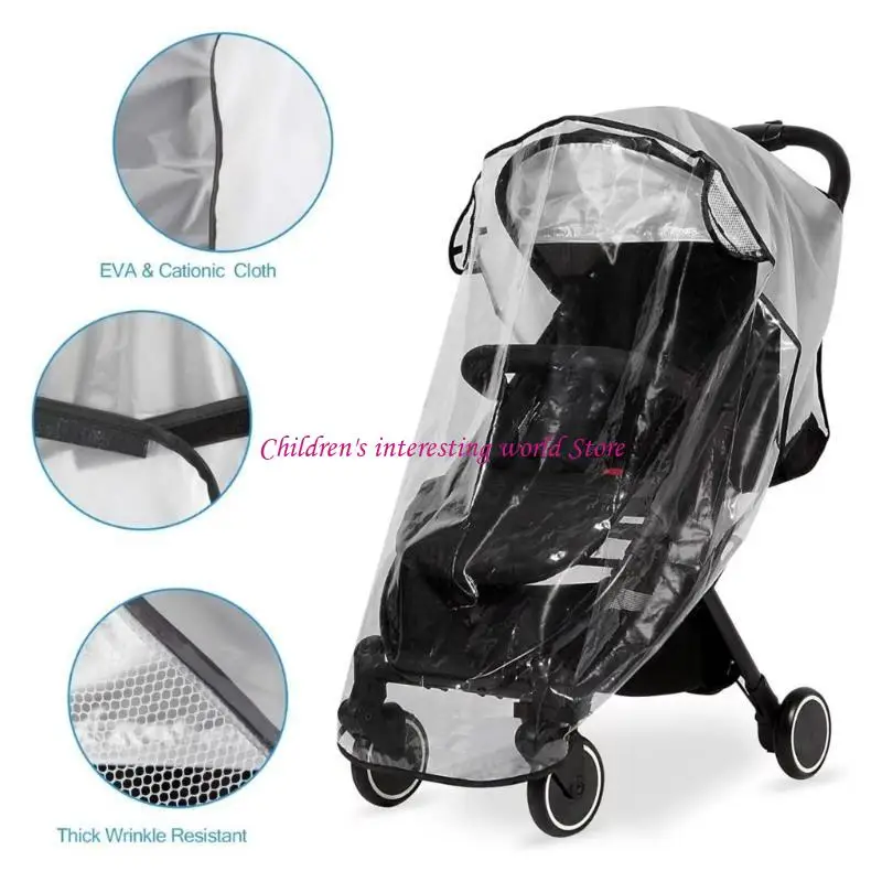 

Transparent Baby Strollers Rainproof Cover Weather Proof Portable Protector Case 425F