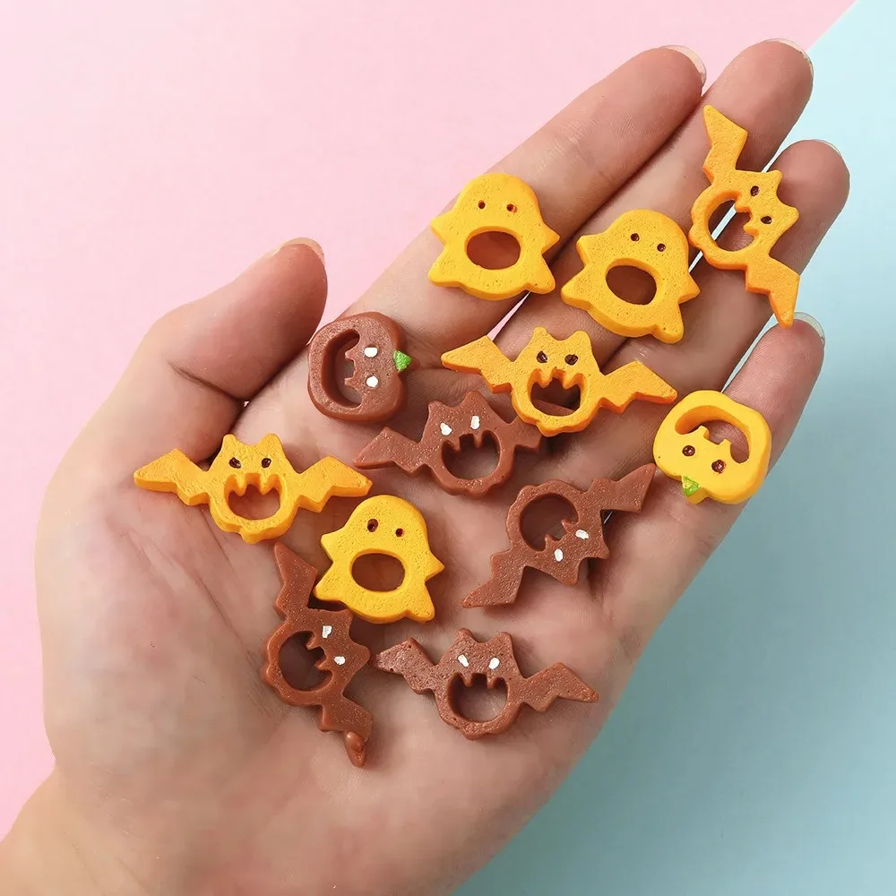 Sztuczne jedzenie Halloweenowe ciasteczka DIY Craft Biscuit Cookies Materiały do majsterkowania Żywiczne ciasteczka na Halloween Flatback Miniatura