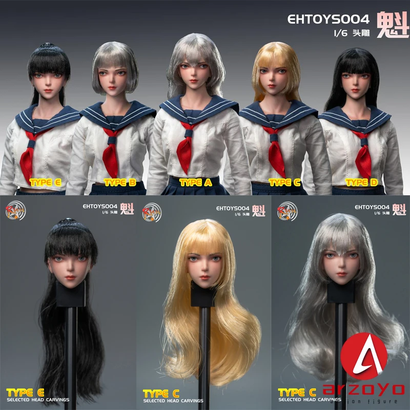 

EHTOYS EHTOYS004 1/6 Kui Exquisite Movable Eyes Head Sculpt Carving Model Fit 12'' Female Soldier White Action Figure Body Dolls