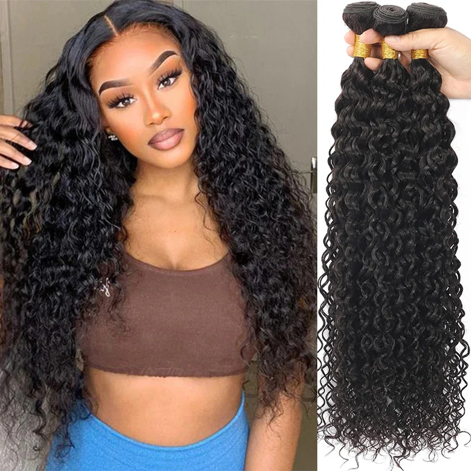 Water Wave Bundels 12a Brazilian Human Hair Weave 1/3Pcs Diep Kinky Krullend Haar 100 G/stk Goedkope Virgin Hair Extensions Natuurlijk