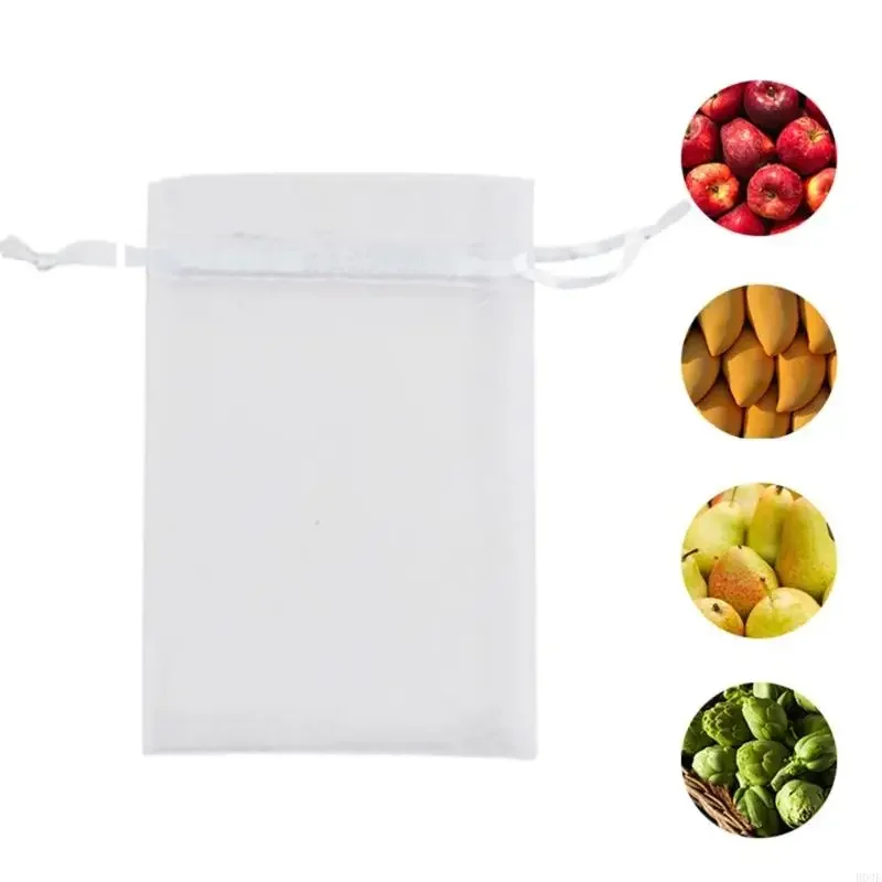 50Pcs Breathable Nylon Fruit Protective Bags with Drawstring Penetrating Fruit Bags Fruit Tree Fruit Cover Replacement 87HA