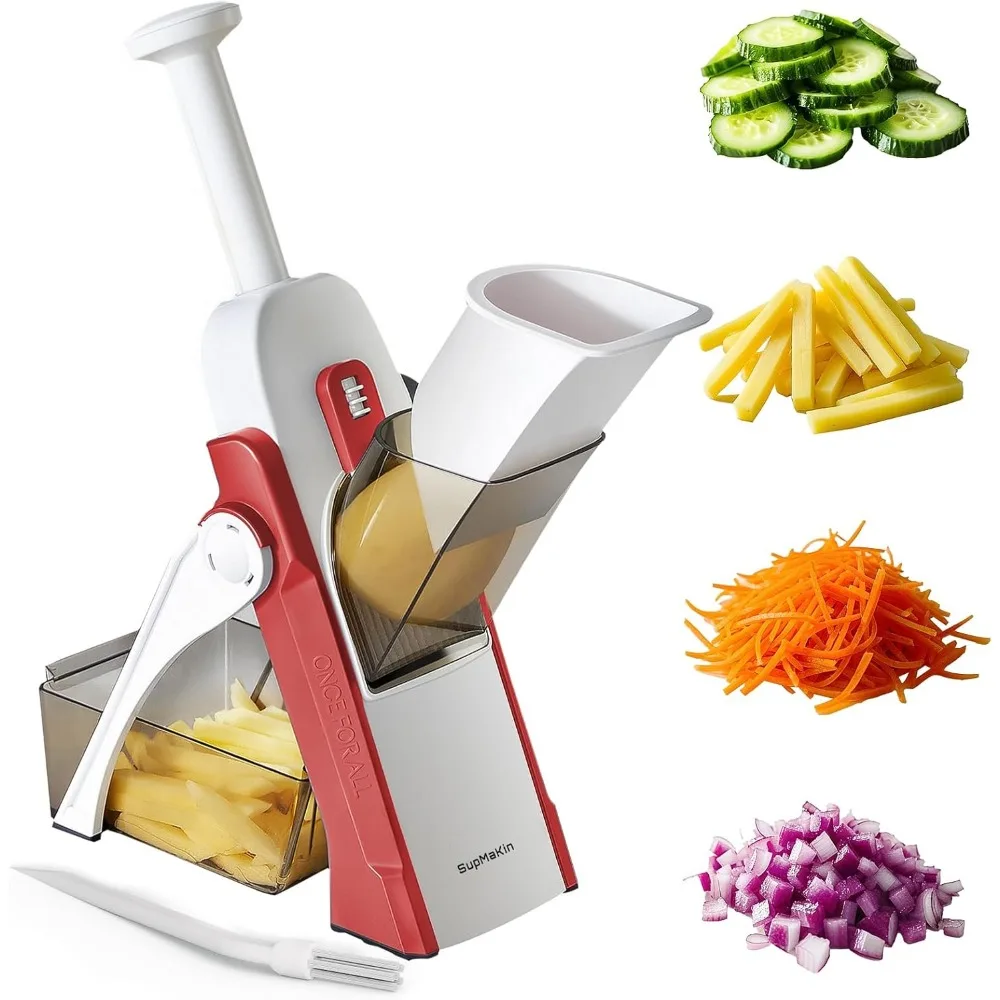 

Safe Mandoline Slicer for Kitchen, Adjustable Thickness Vegetable Food Potato Chip Chopper Fast Salad Prep