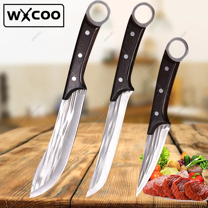 

Forged Kitchen Chef Knife 5Cr15Mov Stainless Steel Meat Fish Fruit Knife Professional Butcher Cleaver Boning Knife with Cover