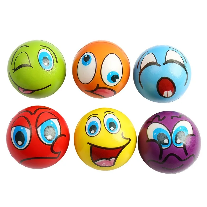 Funny Sponge Stress Expression Soft Balls Squeeze Smile Face Grimace PU Foam for Kids Soothing toy wrist movement Toy Balls