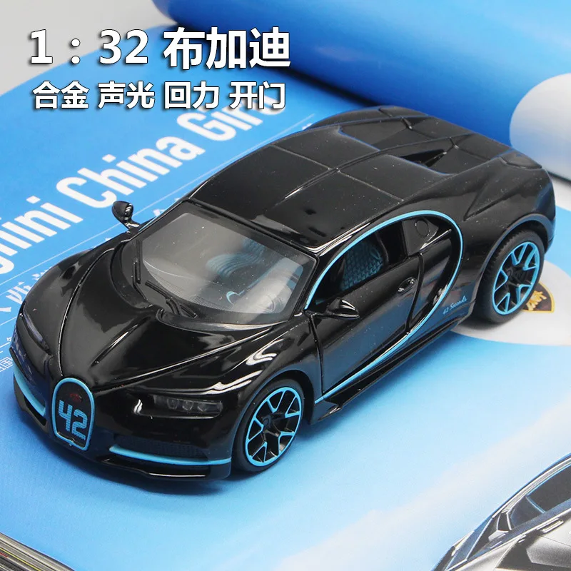 1:32 Bugatti Chiron Alloy Sports Car Model Diecast Metal Toy Racing Car Vehicles Model Simulation Sound Light Kids Gifts E80