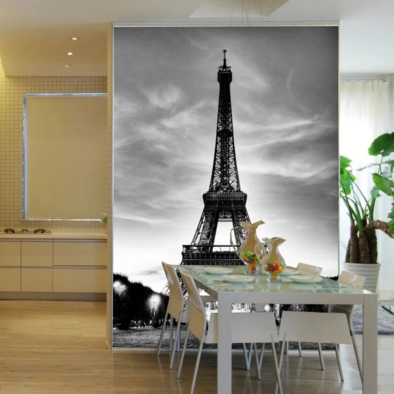 Custom Modern 3D European Architecture Black White Eiffel Tower Wallpaper 3D Mural Living room TV background bedroom restaurant