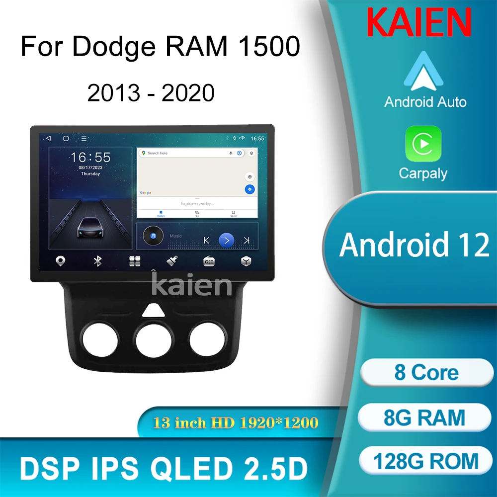 Автомагнитола KAIEN, DVD, мультимедийный видеоплеер для Dodge Ram 1500 2013-2018, Android, автонавигация, GPS, Авторадио, стерео 4G Carplay