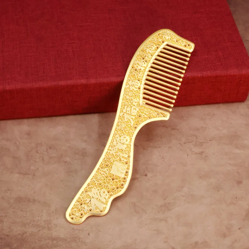 Hollow Fortune Piece with Handle Hair Comb Health Care Hundred Wealth Silver Scraping Mother's Day