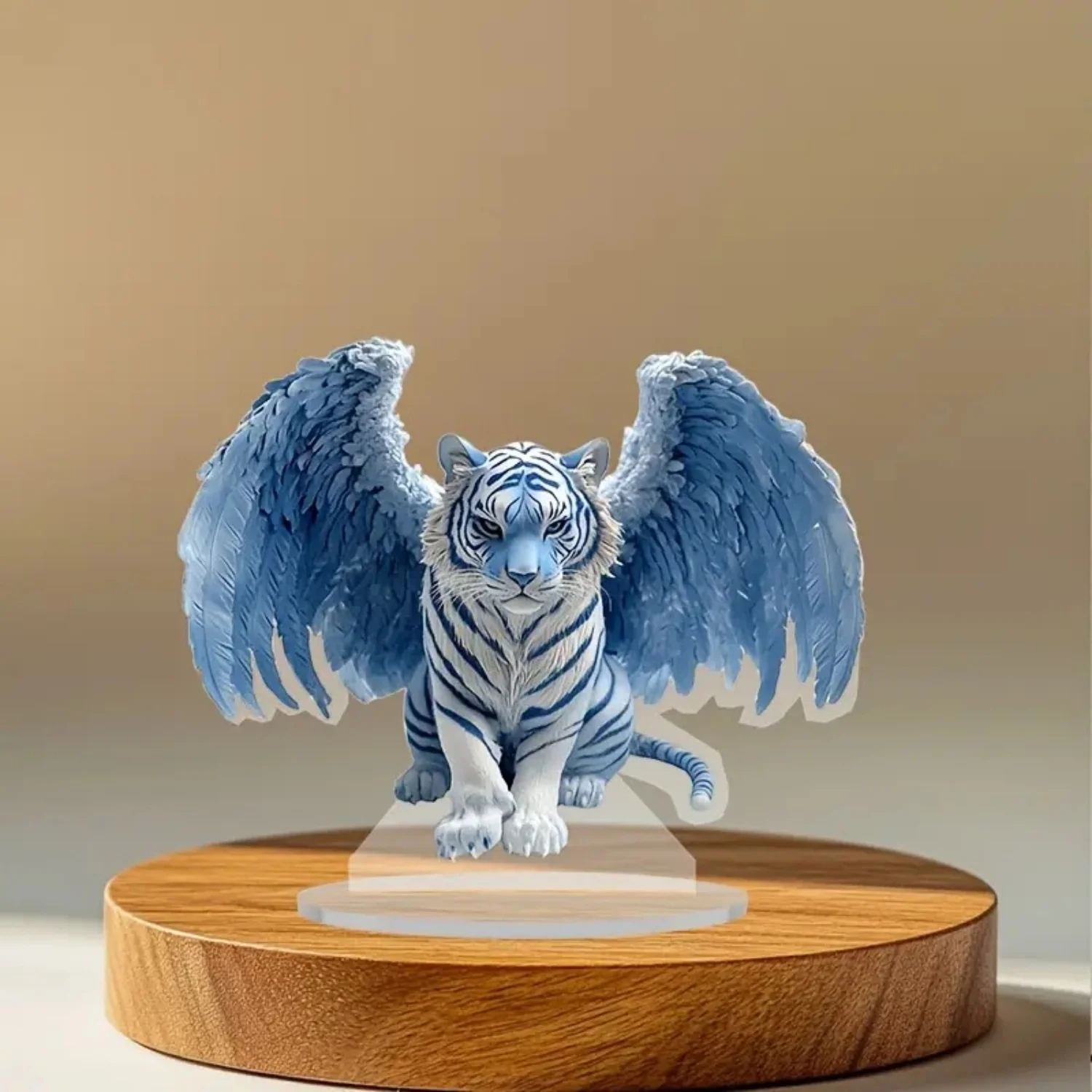 Statua di tigre volante, statuetta acrilica di animali piatti 2D, casa, ufficio, caffetteria, stanza, vetrina, ornamento da tavolo, kit regalo per decorazioni da tavolo