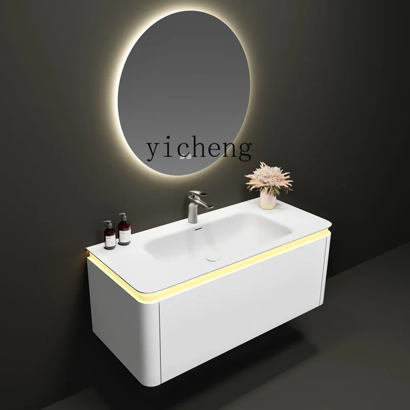 YS-9 Corian integrated basin seamless bathroom cabinet combination simple modern bathroom washstand