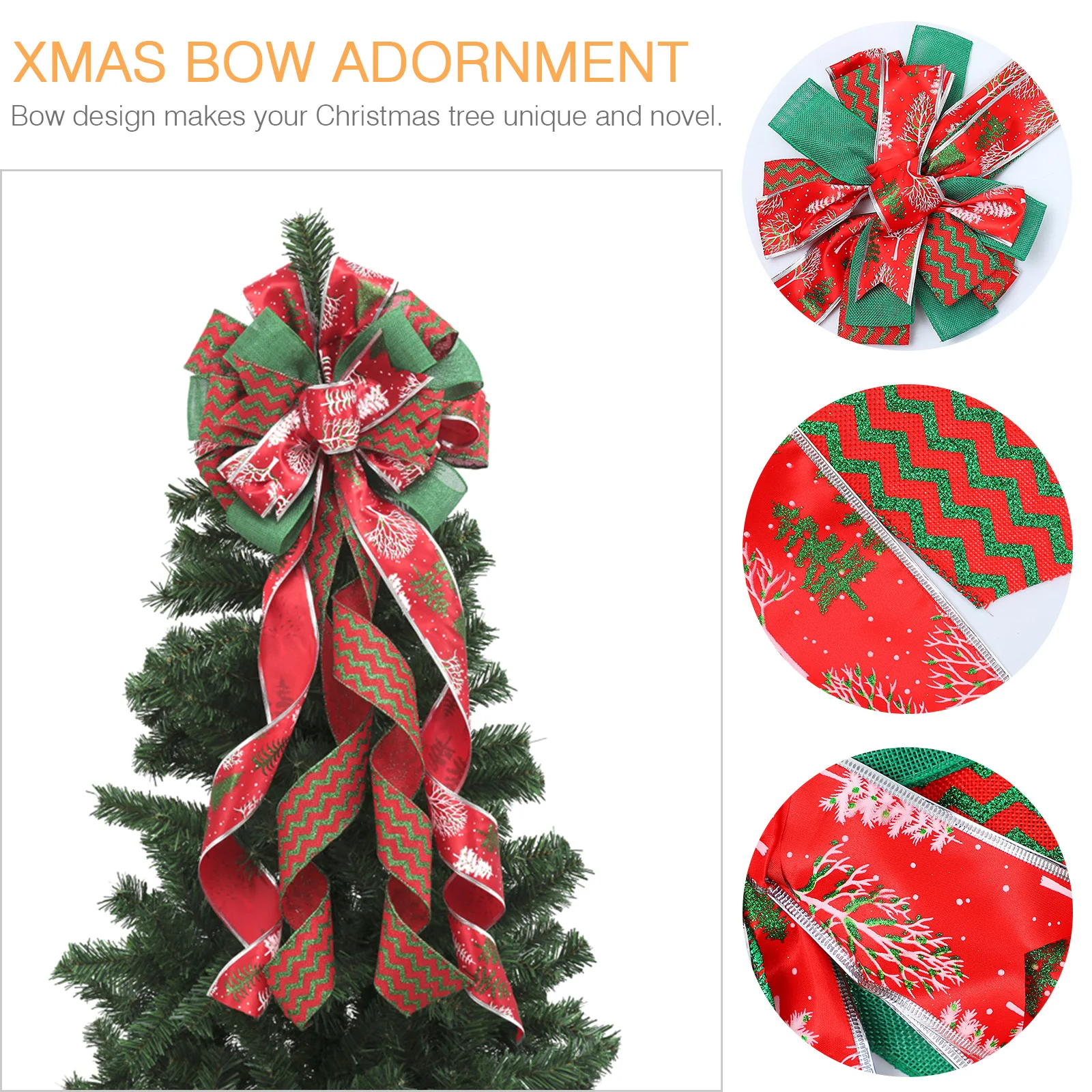 

Christmas Party Decorations Bows for Tree Winter Topper Decorative Lattice Ornaments