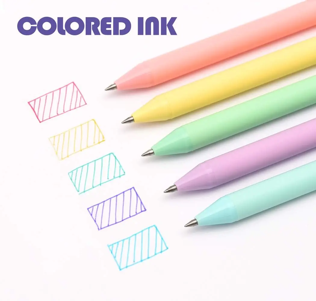 Kaco-Juego de núcleo de Color Macaron, bolígrafo de tinta de Gel retráctil de tacto suave, punta fina de 0,5mm, paquete de 5 tintas de Color Macaron