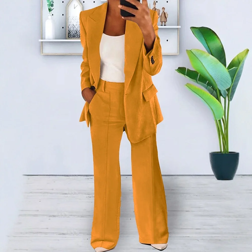 سترة نسائية كاجوال للأعمال 2025 باللون الرمادي الفاتح مفتوحة من الأمام مع بنطلون عالي الخصر للارتداء اليومي المصقول