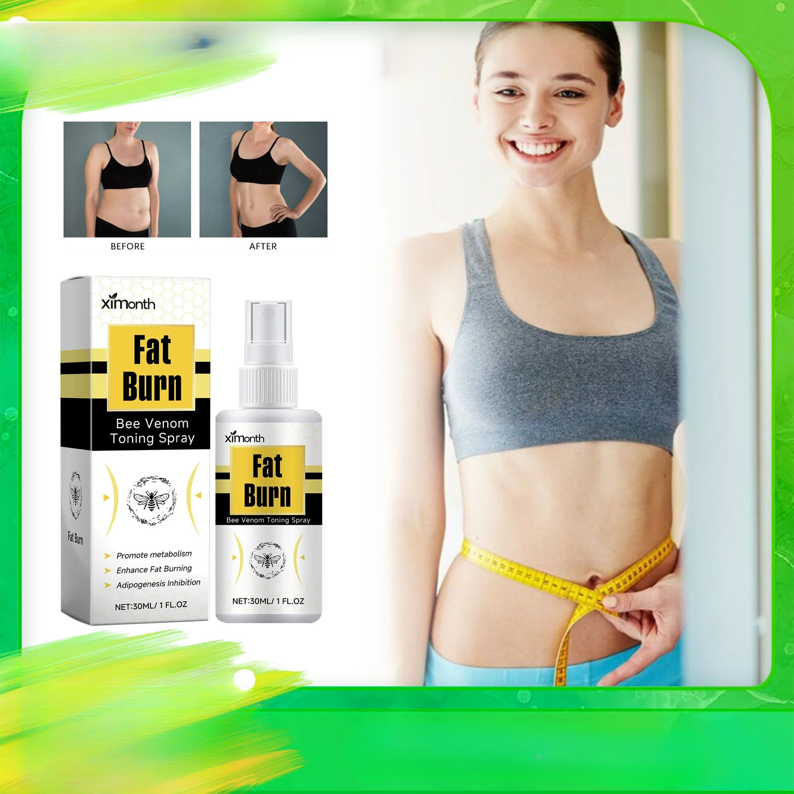 

Fat Burning Spray Eliminate Cellulite Thin Waist Leg Arm Belly Firming Tightening Thigh Lifting Body Detox Slimming Health Care