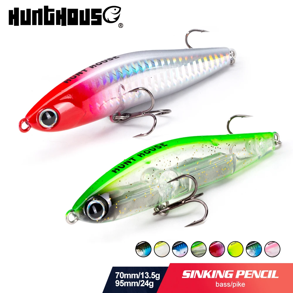 Hunthouse Sinking Pencil Hard Bait 70mm13.5g 95mm 24g Long Casting Artificial Leurre Saltwater Bass Pike Carp Fishing Tackle