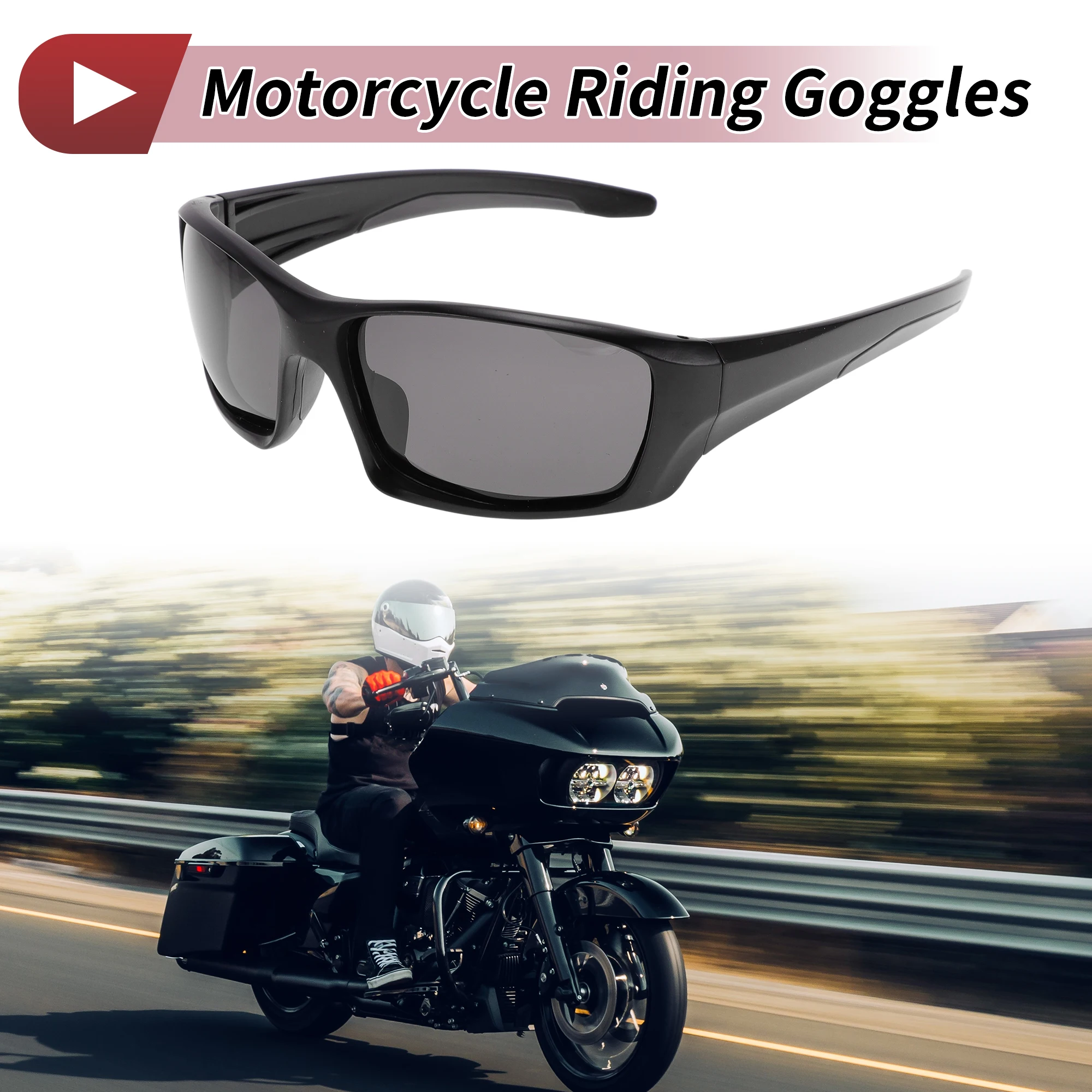 

X Autohaux мотоциклетные очки с глубокими серыми линзами, черная оправа, велосипедные солнцезащитные очки UV400