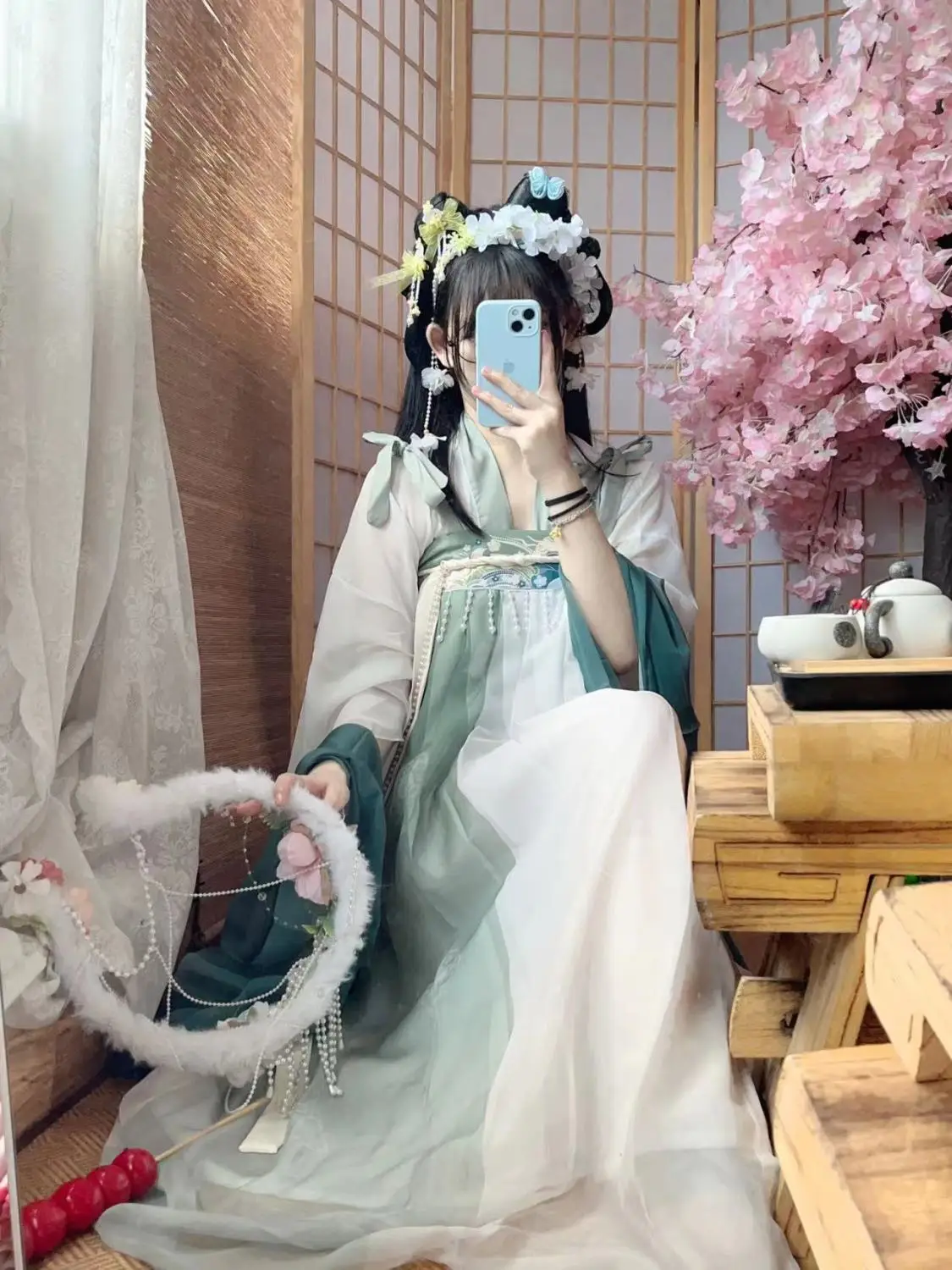  مجموعة تانغ سلالة هانفو - تنورة نسائية بطيات مطبوعة من Ruqun، ملابس صيفية من Han Elements، زي صيني للارتداء اليومي #6