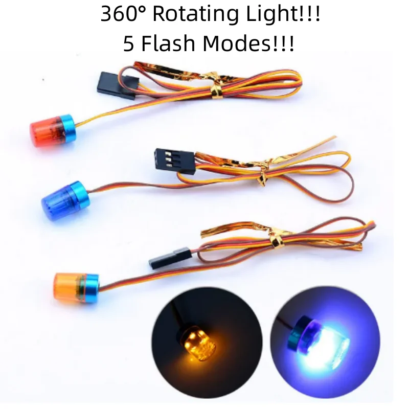 360°Rotating Alarm Lamp For 1/14 Tamiya RC Truck LED Warning Lights Scania Actros MAN for Benz Tamiya LESU Tractor Upgrade Parts