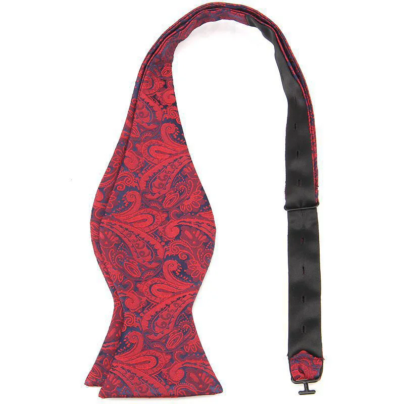 Self Bowtie Men Paisley Tie Fashion Jacquard Solid Color Bowtie Adjustable Banquet Wedding Suit Dress Shirt Hand Tie Self Cravat