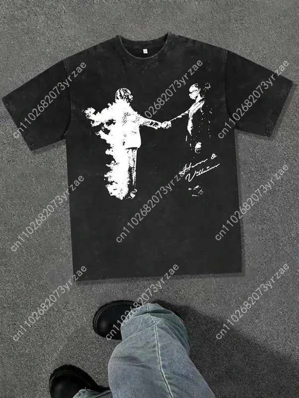 

Ретро стирка, 100 хлопок, одна футболка с батиком 230 г, Shake Hands.