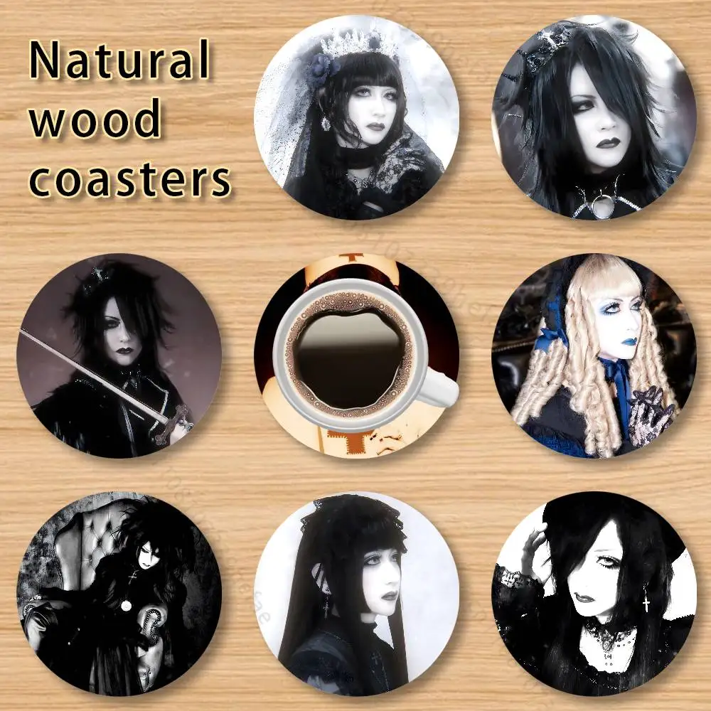 

M-Mana Malice Gothic Mizer Style Vintage 4in Wooden Coasters Coffee Tea Cups Home Decor Christmas New Year Party Gift