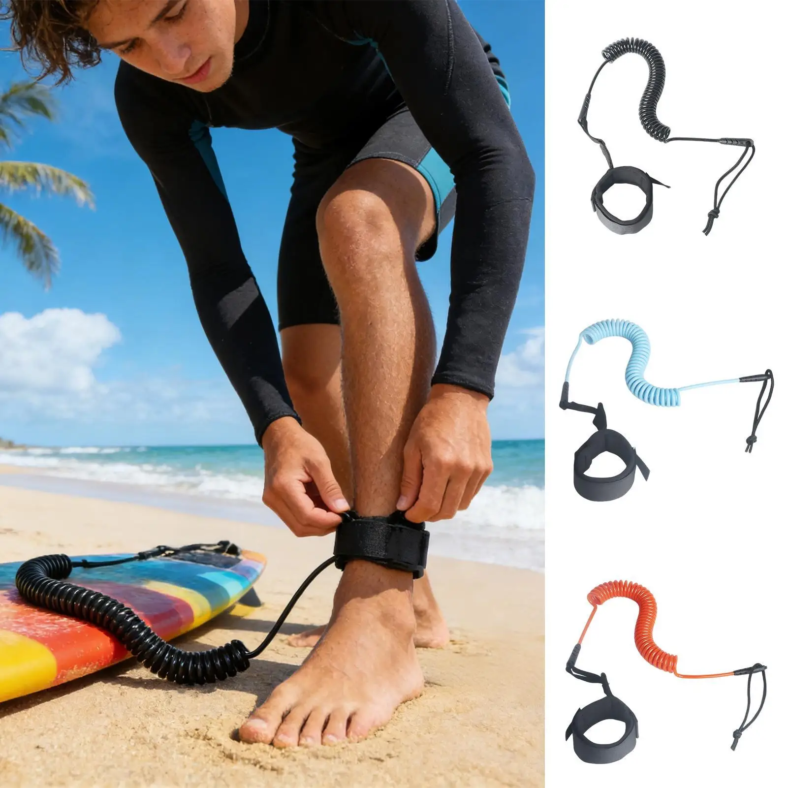 Corda de Segurança para Prancha de Stand Up Paddle, Alça de Segurança para Prancha de Surf, Alça de Segurança para Perna de Prancha de Stand Up Paddle para Homens, Mulheres, Jovens, Adolescentes e Iniciantes