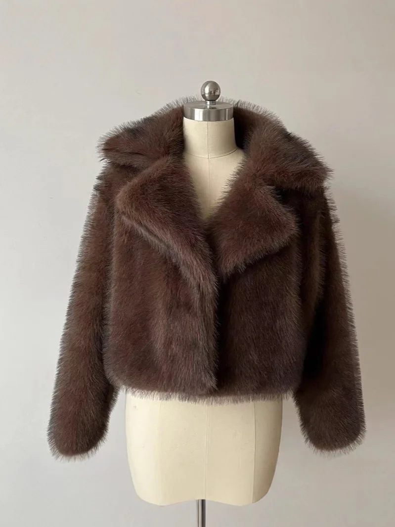 Nepbont gevoerde jas Jassen Damesstrip Oversize buiten Dames Kristal Leer Wol Hoorn Hals Letter Batwing Verstelbaar Suède OL