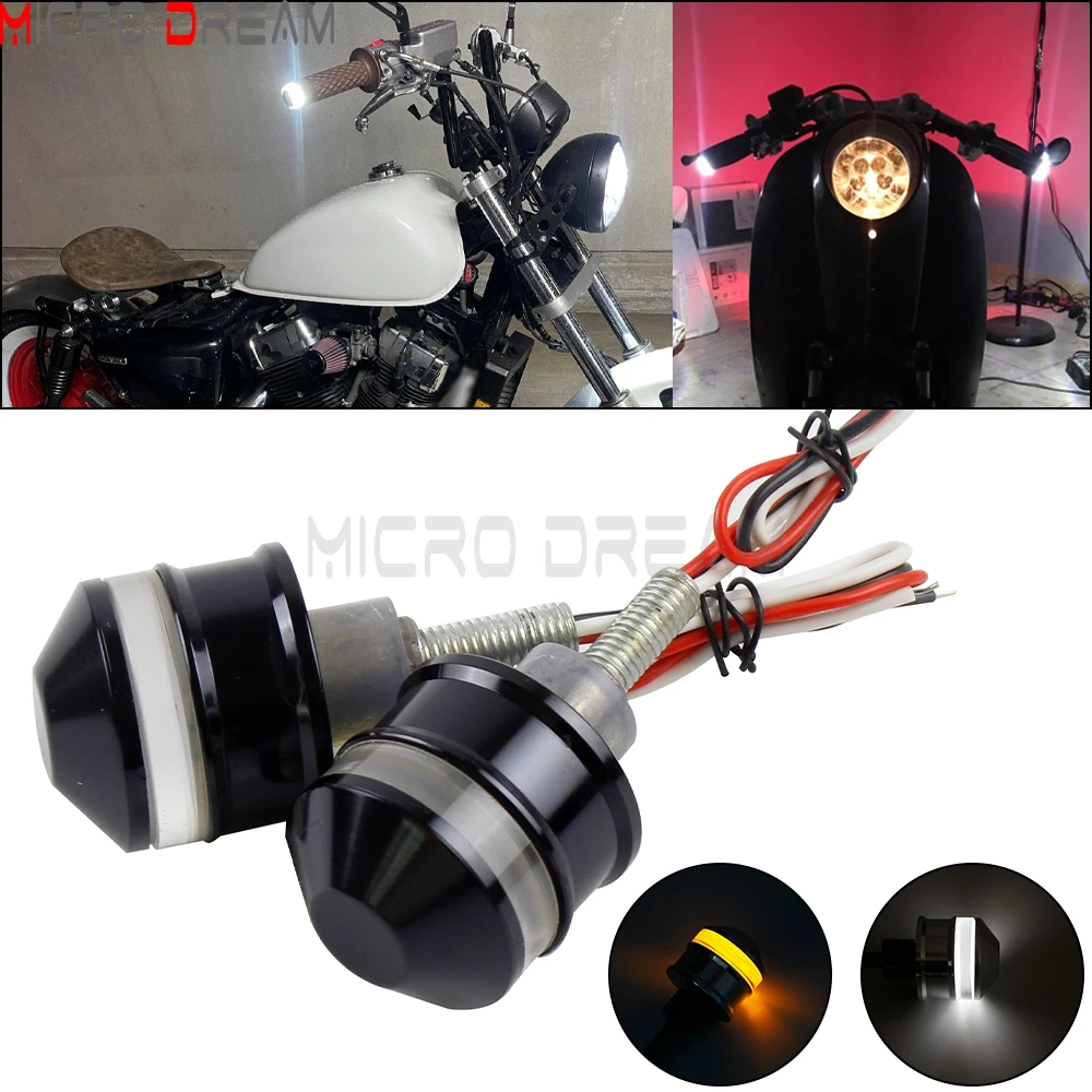 

Торцевой светильник на руле мотоцикла, светодиодные указатели поворота, универсальная 1-дюймовая индикаторная лампа на ручке для Harley Honda Racer Chopper Custom