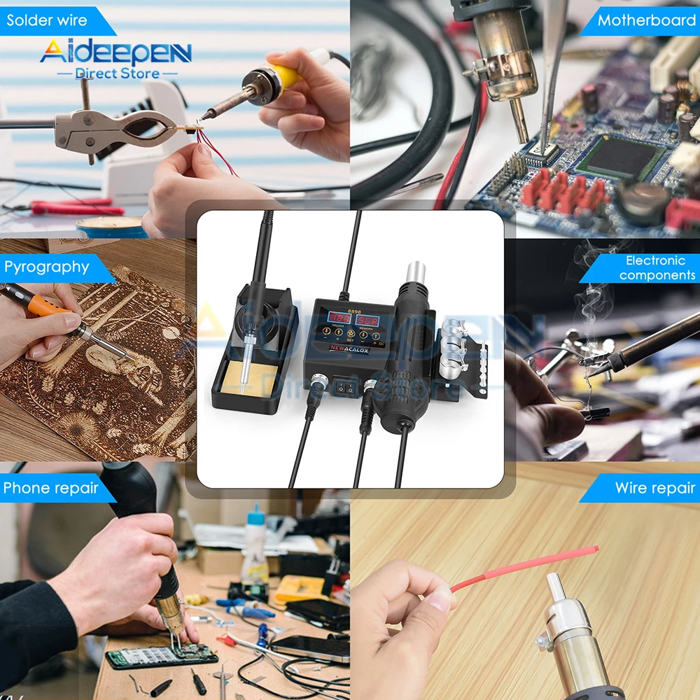 8898 2 in 1 Soldering Station Digital Display Hot Air Gun Welding Rework For Cell-Phone BGA SMD PCB IC Repair Solder Iron Tools