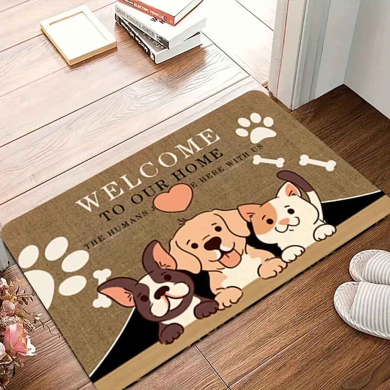 Cartoon Puppy Motif Bath Mats Funny Carpet for Bathroom Super Absorbent Anti Slip Living Room Dogs Decor Rug Home Accessories