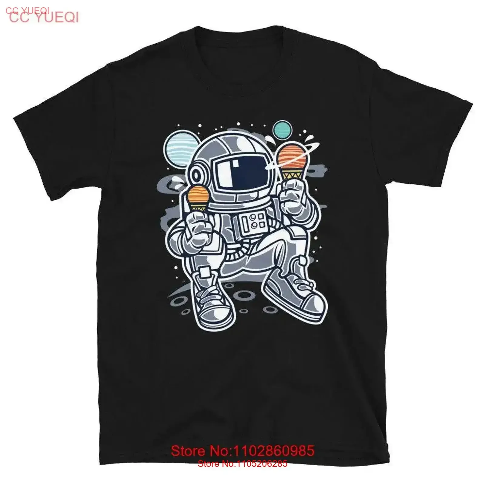 

Забавная крутая футболка с мороженым астронавтом, новинка, винтажная стираная дизайнерская одежда, растянутая дышащая мужская модная удобная одежда