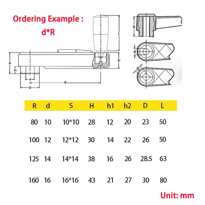 Nylon Concealed Swinging Handle Industrial Rocking Bed Window Shaker Mechanical Square Hole Circular Hole Folding Wheel Handle