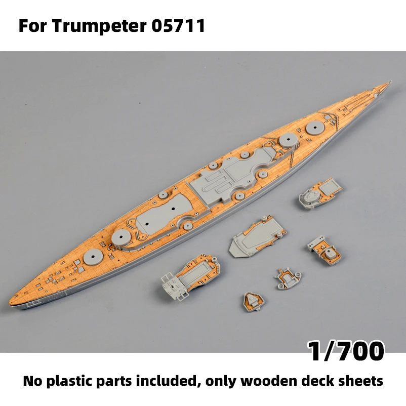 Modell-Upgrade-Teile: Lasergeschnittene Holzdeckplatte mit selbstklebender Ankerkette für TRUMPETER 05711 03702 Bismarck 1/200 1/700 – Detail 7