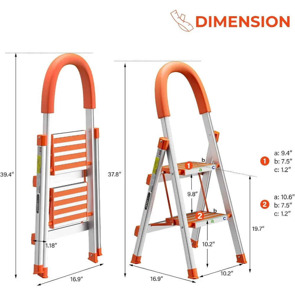 Luisladders 2-ступенчатая лестница, алюминиевая легкая складная стремянка, портативная прочная стремянка для дома и кухни, 500 фунтов en131 Littl