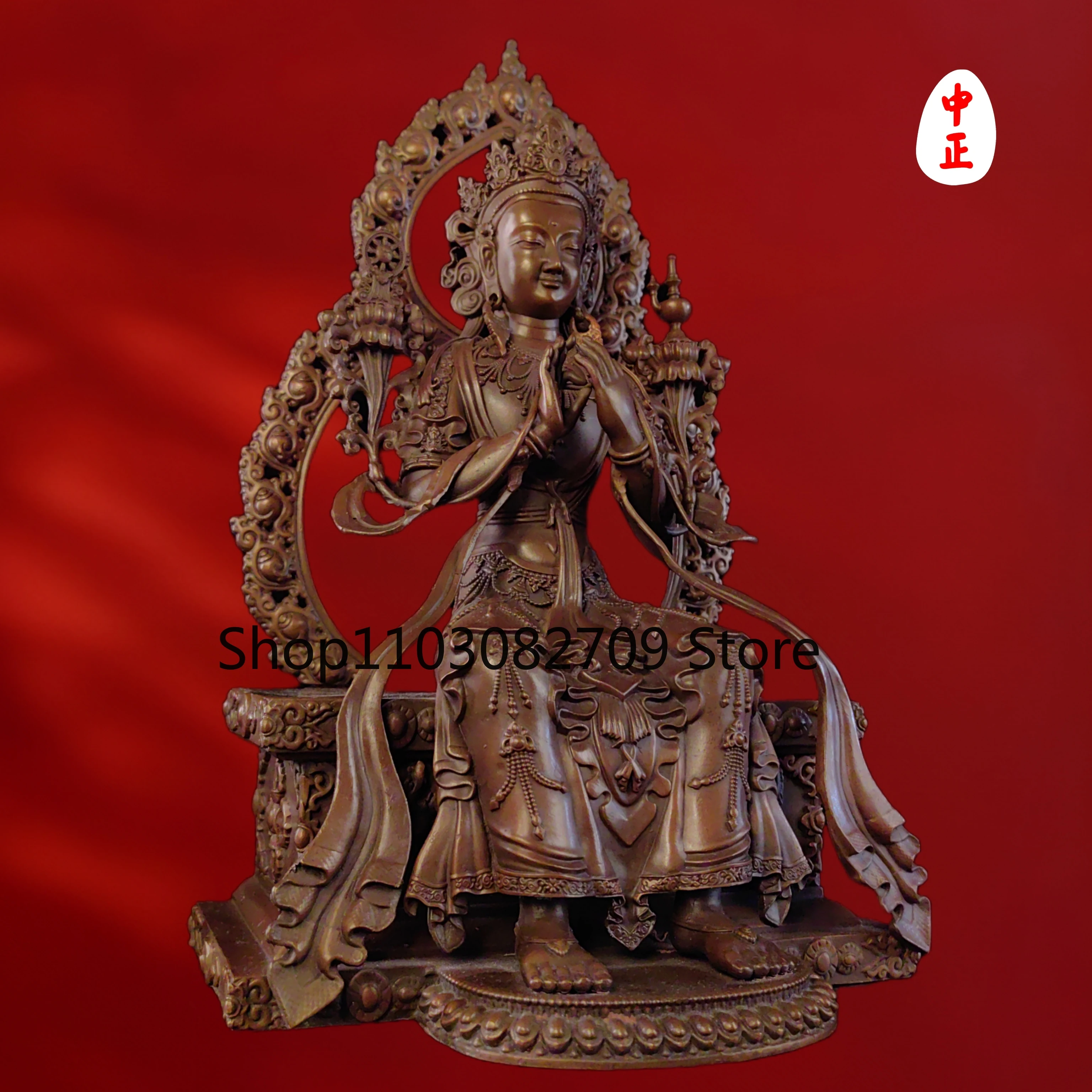 Zhongzheng Statue Intangible Cultural Heritage Workshop Maitreya Bodhisattva Gold, silver and copper materials support customize