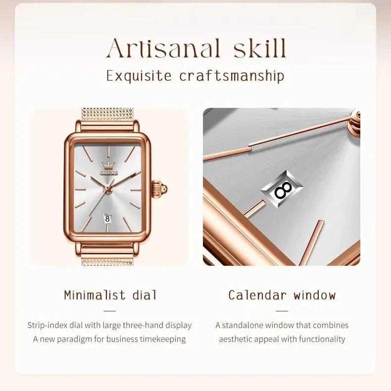 OLEVS 3692 Couple Watch Brand Simple Square Quartz Watch Ultra Thin Waterproof Luminous Calendar Men Women Dating Couple Watch