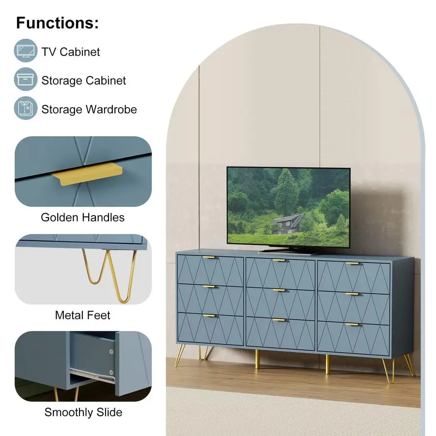 9-Drawer Wood Dresser 5