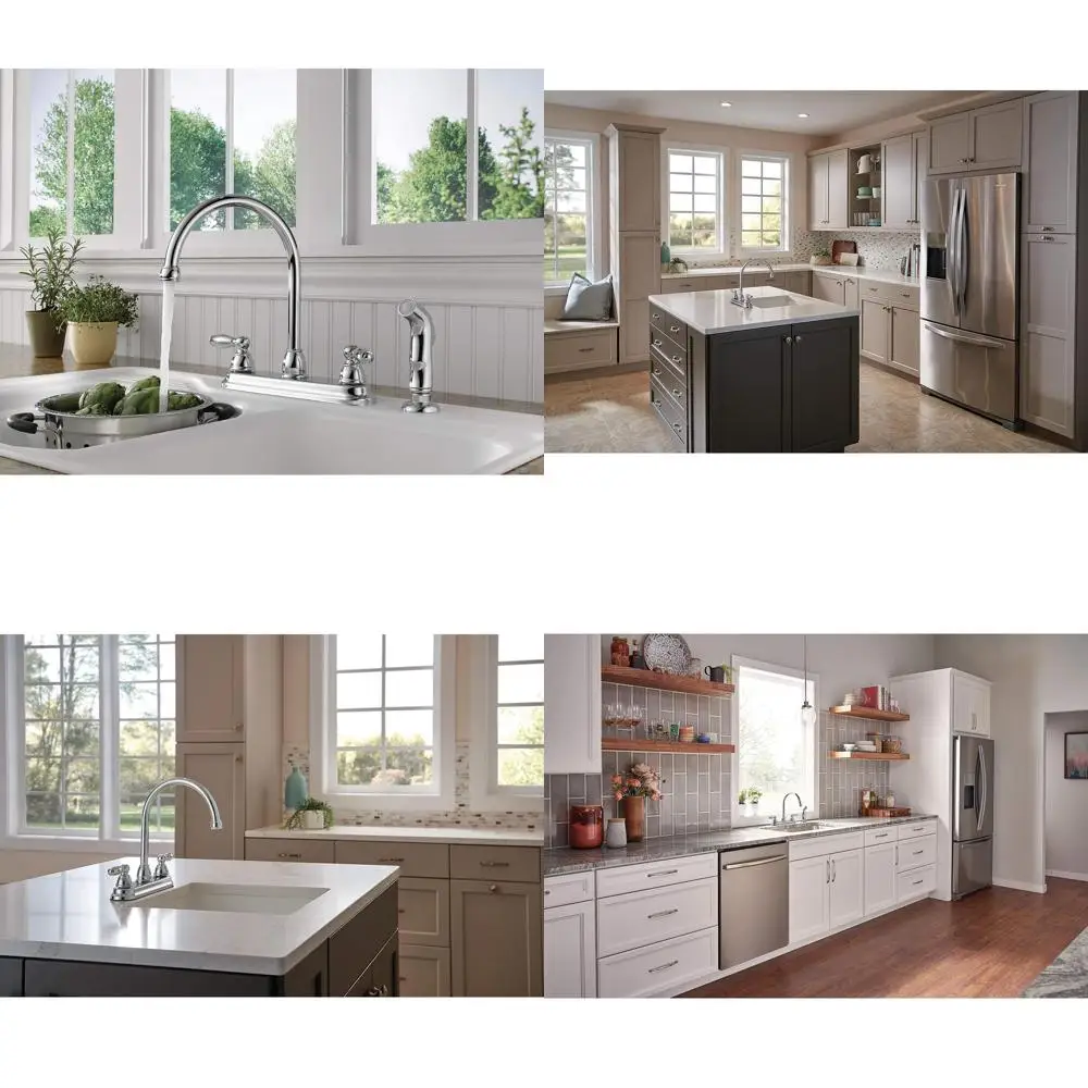 

Кухонный смеситель с двумя ручками и боковым распылителем, хромированная отделка